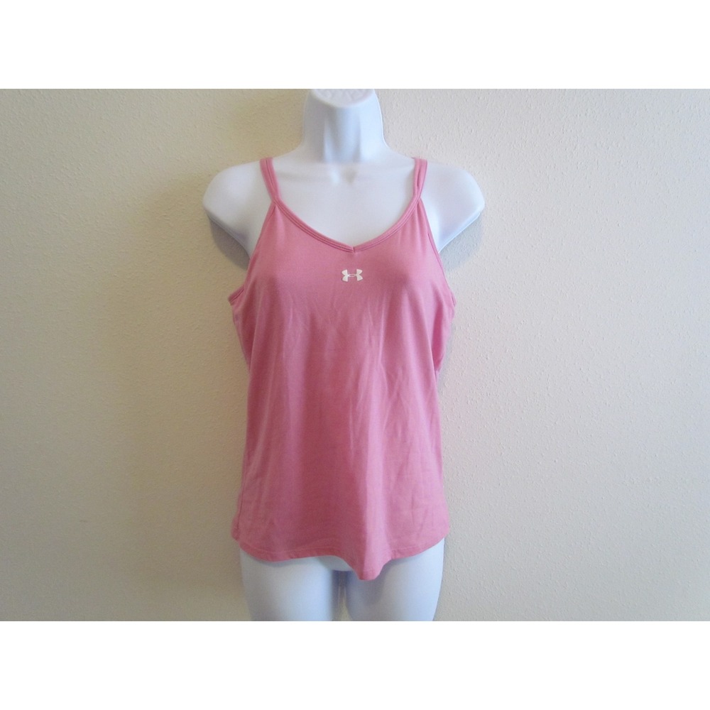 Under Armour‎ Athletic Tank Top Medium Pink V-Neck Spaghetti Strap Activewear